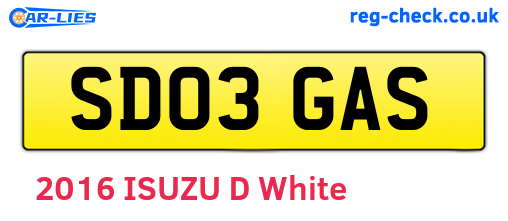 SD03GAS are the vehicle registration plates.