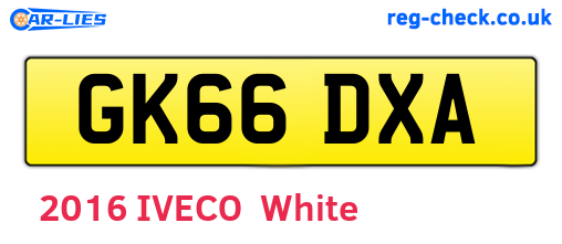 GK66DXA are the vehicle registration plates.