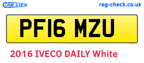 PF16MZU are the vehicle registration plates.