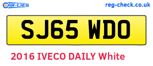 SJ65WDO are the vehicle registration plates.