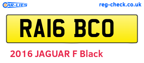 RA16BCO are the vehicle registration plates.