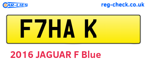 F7HAK are the vehicle registration plates.