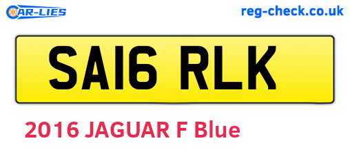 SA16RLK are the vehicle registration plates.