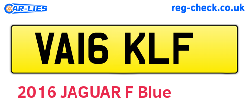 VA16KLF are the vehicle registration plates.