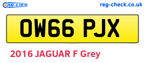 OW66PJX are the vehicle registration plates.