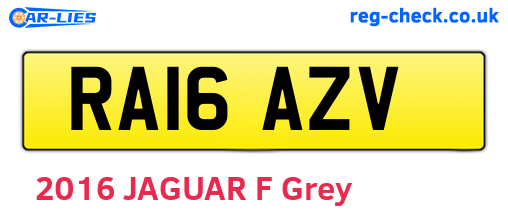 RA16AZV are the vehicle registration plates.