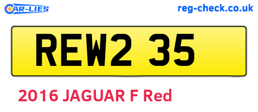 REW235 are the vehicle registration plates.