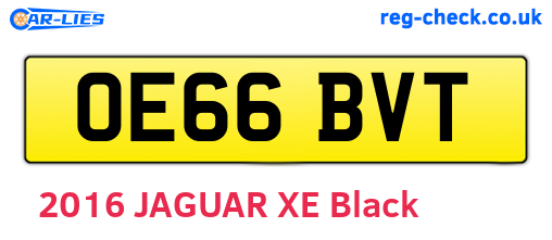 OE66BVT are the vehicle registration plates.