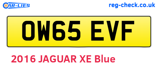 OW65EVF are the vehicle registration plates.