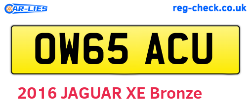 OW65ACU are the vehicle registration plates.