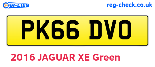 PK66DVO are the vehicle registration plates.
