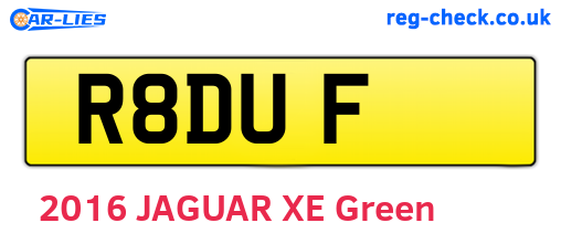 R8DUF are the vehicle registration plates.