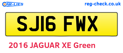 SJ16FWX are the vehicle registration plates.