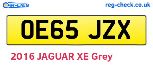 OE65JZX are the vehicle registration plates.