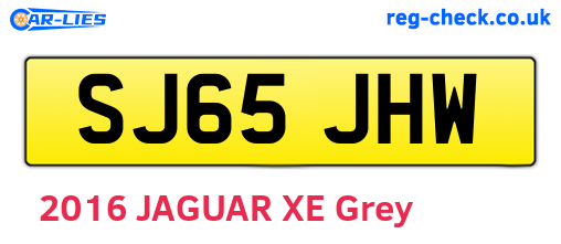 SJ65JHW are the vehicle registration plates.