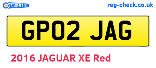 GP02JAG are the vehicle registration plates.