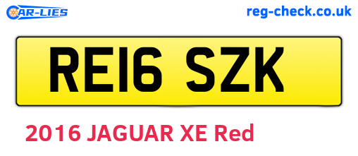RE16SZK are the vehicle registration plates.