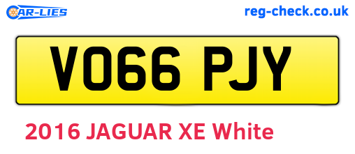 VO66PJY are the vehicle registration plates.