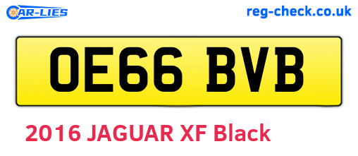 OE66BVB are the vehicle registration plates.