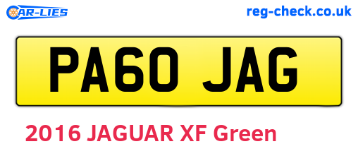 PA60JAG are the vehicle registration plates.