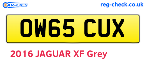 OW65CUX are the vehicle registration plates.