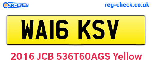 WA16KSV are the vehicle registration plates.