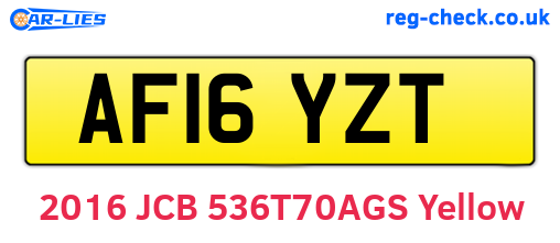 AF16YZT are the vehicle registration plates.