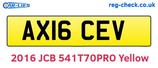 AX16CEV are the vehicle registration plates.