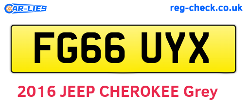 FG66UYX are the vehicle registration plates.