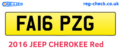 FA16PZG are the vehicle registration plates.
