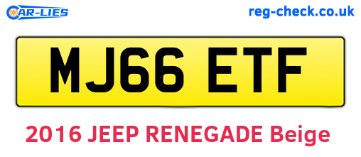 MJ66ETF are the vehicle registration plates.