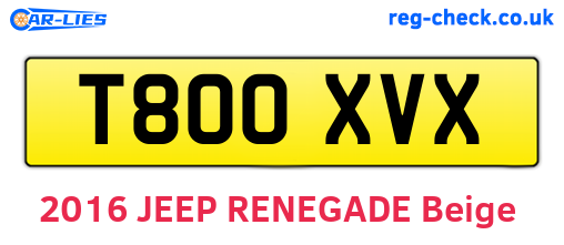 T800XVX are the vehicle registration plates.