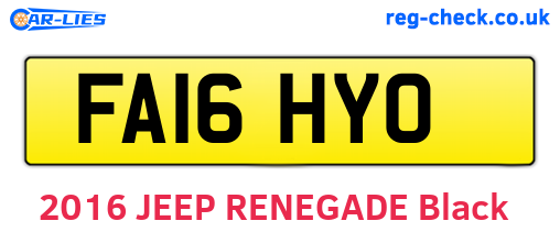 FA16HYO are the vehicle registration plates.