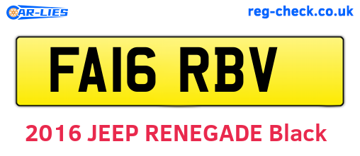 FA16RBV are the vehicle registration plates.