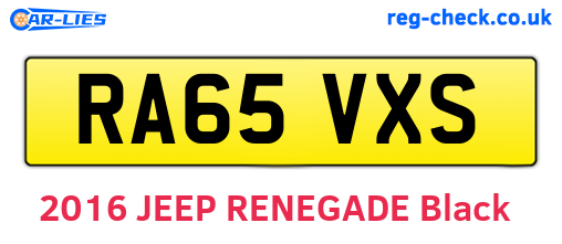 RA65VXS are the vehicle registration plates.