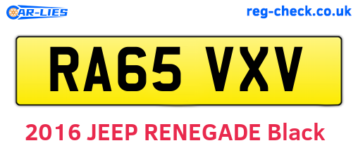 RA65VXV are the vehicle registration plates.