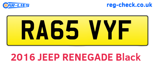 RA65VYF are the vehicle registration plates.