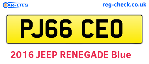 PJ66CEO are the vehicle registration plates.