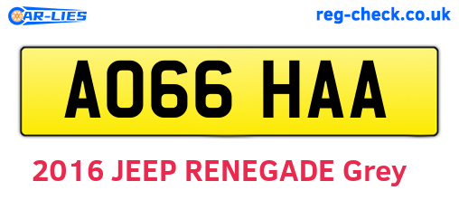 AO66HAA are the vehicle registration plates.