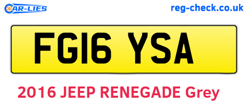 FG16YSA are the vehicle registration plates.