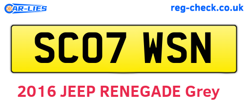 SC07WSN are the vehicle registration plates.