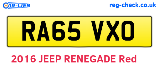 RA65VXO are the vehicle registration plates.