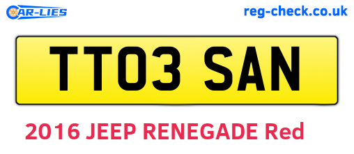 TT03SAN are the vehicle registration plates.