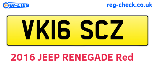 VK16SCZ are the vehicle registration plates.