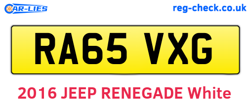 RA65VXG are the vehicle registration plates.