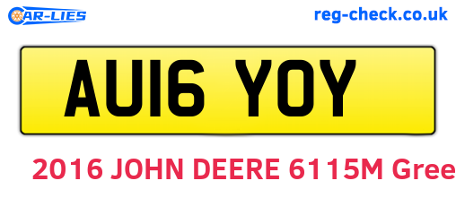 AU16YOY are the vehicle registration plates.