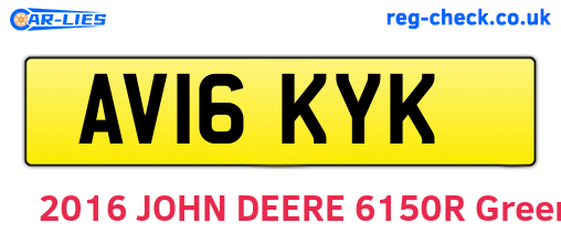 AV16KYK are the vehicle registration plates.