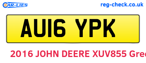 AU16YPK are the vehicle registration plates.
