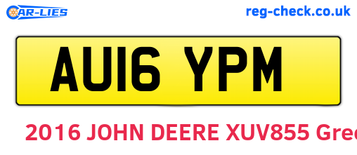 AU16YPM are the vehicle registration plates.