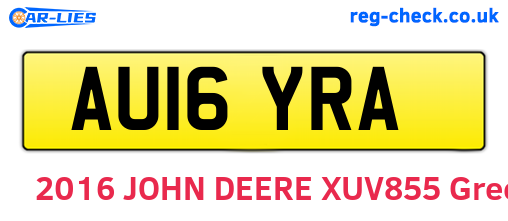 AU16YRA are the vehicle registration plates.